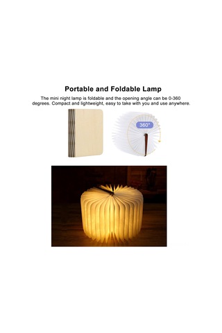 Symbee Ahşap Çift Katlı Kitap Şeklinde Led Gece Lambası - 3 Işık Modu, Şarj Edilebilir, Yatak Odası/ofis Dekoru, 12x9x2.5cm, Akçaağaç Beyazı Beyaz