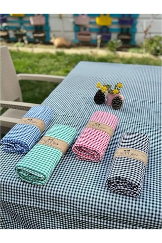 Yer Sofrası Sofra Bezi Piknik İçin Masa Örtüsü Zefir Kare Desenli Çok Renkli