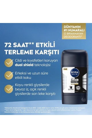 Men Erkek Stick Deodorant Black&white Invisible Epic Night 50 Ml,72 Saat Terleme Karşıtı,kumaş Koruması,alkolsüz