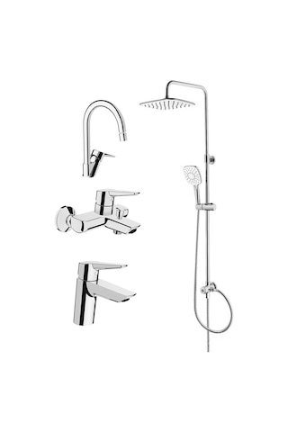 Artema A45739 Solid S Batarya Seti + Punto Plus 3S Tepe Duş Seti Krom