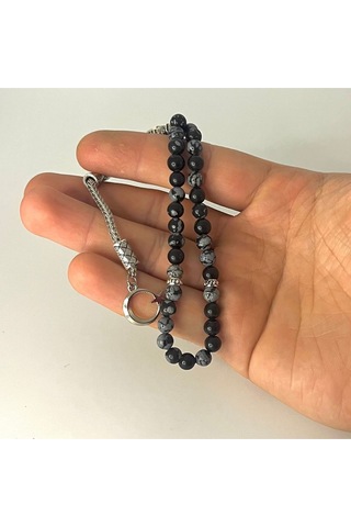 Sertifikalı Karlı Obsidyen 6mm 33lük Doğal Taş Tesbih