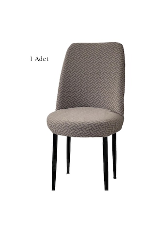 StarMall Tuğla Desen Oval Sandalye Kılıfı Likralı Esnek Yıkanabilir Lastikli Sandalye Örtüsü 1 Adet Vizon