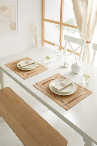 Ocean Home Textile 6 Adet Jüt Believe Baskılı Sofra Sunum Tabak Altlığı Supla Amerikan Servisi 45 x 35 CM Bej