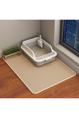 Kedi Çöp Mat, 45x26/35x24/30x22/24x18 İnç Çift Katmanlı Kedi Kumu Kutusu Mat, Eva Slıp, Su Geçirmez İdrar Kanı Kedi Çöp Catcher Mat, Kolay Temiz Saçılma Kontrolü 30x22 İnç, Haki Khaki Büyük 30x22 İnç Haki