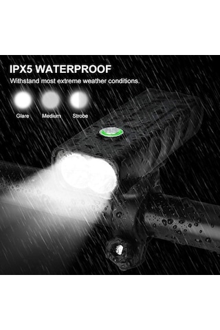 Havana 1000 Lümen Usb Şarjlı Bisiklet Ön Far Işık Fener Siyah