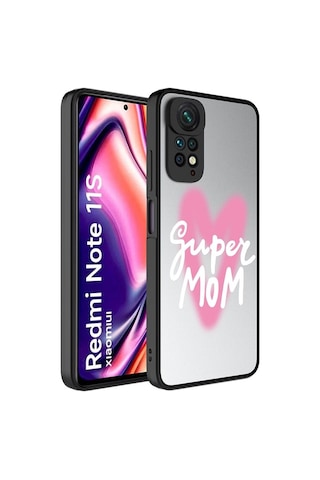 Xiaomi Redmi Note 11 Global Kılıf Aynalı Desenli Kamera Korumalı Parlak Zore Mirror Kapak Süper Anne