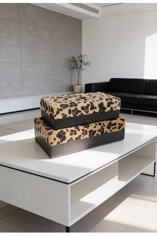 Casalona Kahve Leopar Tüy 2li Kutu