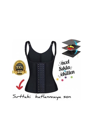 Askılı Çelik Balenli 3 Kademeli Agraflı Şekillendirici Latex Siyah