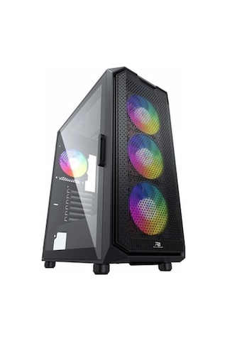 Powerboost VK-K521B 650 W 80+ USB 3.0 Mesh Rgb Atx Mid Tower Bilgisayar Kasası Siyah