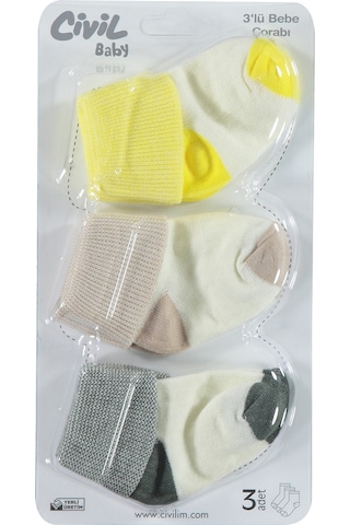 Civil Baby Bebek 3'lü Çorap Set 0-6 Ay Bej D3c49202323s1 Krem