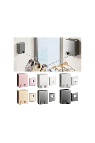 Ganzhoushop Geri Çekilebilir Çamaşır Askısı Paslanmaz Çelik Çamaşır Askısı İç Ve Dış Mekan Kullanımı İçin Duvar Askısı Havlu Kurutma Askısı Beyaz Çok Renkli