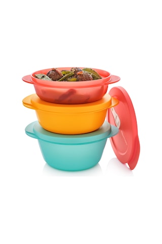 Tupperware Mikro Oval Kap 3Lü Set 1L15L2L Çok Renkli