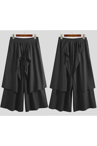 Incerun Düzensiz Hip Hop Erkekler Düz Etek Pantolon Harajuku Sokak Siyah Pileli Önlük Gotik Jogger Pantolon Siyah