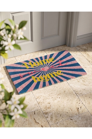 Mavi Hindistan Cevizi Lifi Home Sweet Home Kapı Önü Paspası 45x75 Cm