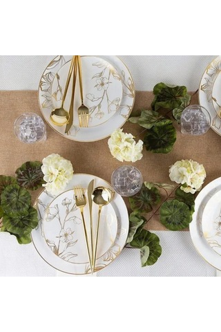 24 Adet Paslanmaz Gold Renk Titanyum Kaplama Yemek Kaşık, Çatal,