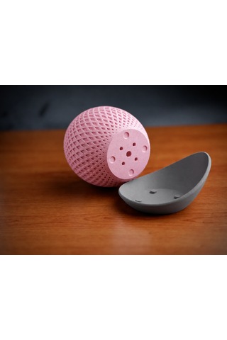 3d Baskı Küre Saksı - Kafes Dokulu İki Parçalı Dekoratif Saksı - Pembe-gri