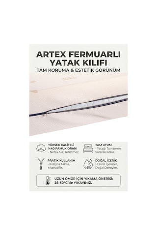 Kılıf Cotton 80x180 Yatak Kılıfı Koruyucusu Örtüsü Fermuarlı Kapitone Fit Zippered Mattress Cover Naturel