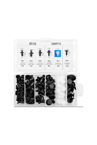 Hombak 100 Ad. Sabitleme Klipsi, Klips Araba Araç Oto Kapı Döşeme Tampon Plastik Panel Pim Tutucu Perçin