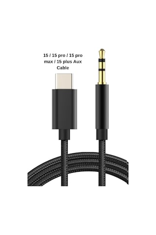 Apple Uyumlu iPhone 16 16 Pro 16 Pro Max 16 Plus 15 15 Pro 15 Pro Max 15 Plus Aux Kablo Type C Örgü Hasır Kablo