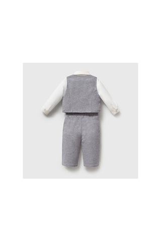 Ministok Erkek Bebek Papyonlu Yelekli Takım 4 Parça Gömlek Yelek Pantolon Mavi