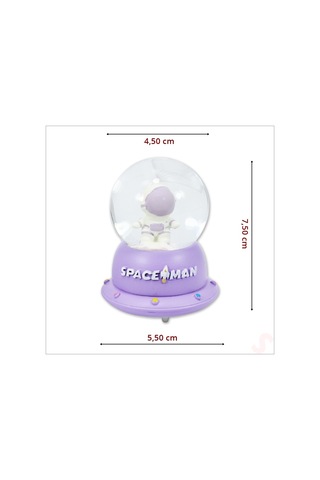 Uçuşan Yıldızlı,7,5cm X 4,5cm Led Işıklı Astronot Küre - Lila