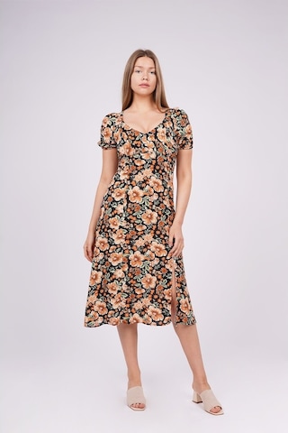 Gabria Kadın Çiçek Desenli Elbise Siyah