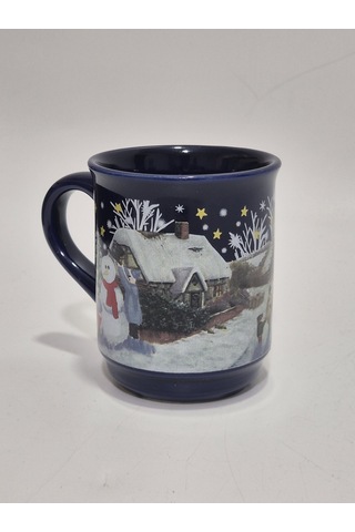 Vintage Christmas Kar Yağışı Temalı Porselen Kupa 9cm 005 Çok Renkli