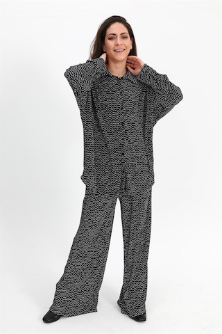 Takım Piliseli Örme Puantiye Desenli - Siyah-siyah Siyah