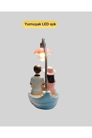 Romantik Sandal Üzerinde Çift Figürü Led Gece Lambası Masa Dekoru Yeni Nesil Çok Renkli