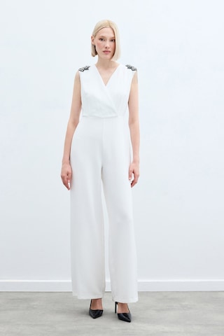 Sateen Aksesuar Detaylı Tulum - Ekru-135221 Ekru