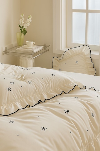 Uçkan Home Soft Elegance Çift Kişilik Nevresim Seti %100 Pamuk Ekru--UH-00036