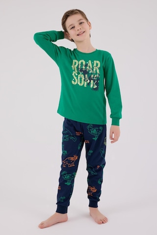 Rolypoly Erkek Çocuk Uzun Kol Pijama Takım Orman Yeşili-1868 Yeşil