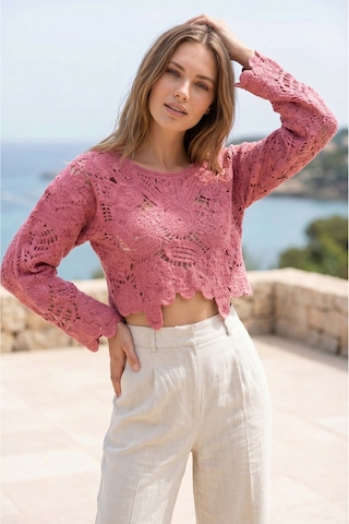 Sayzen Your Shine Dantel Işleme Crop Bluz Sy-shn04 Gül