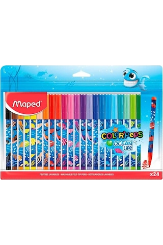 Maped 24 Renkli, Yıkanabilir Maped Ocean Lıfe Kaplamalı Keçeli İşaretleyiciler 166355095