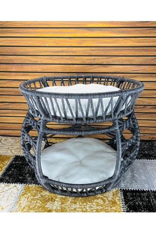 Reyo Pet Lüxperi Bombeli Kedi Ranzası 2 Katlı Kedi Yatağı Gri