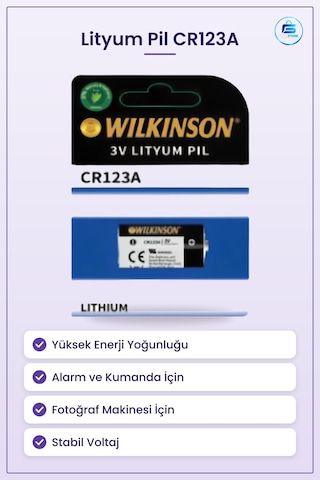 Lityum Pil Cr123a 3v Yüksek Enerji Yoğunluklu Alarm Kumanda Ve Fo