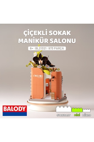 Balody Çiçekli Sokak Serisi Manikür Salonu Bl21321 Mini Blok Yapı Oyuncakları Seti
