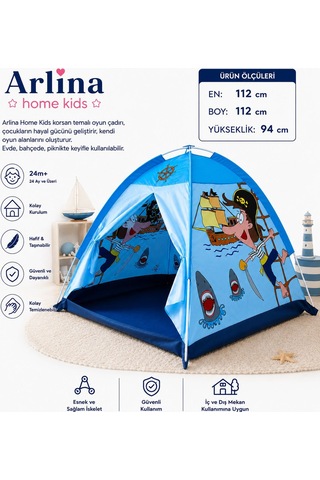 Korsan Temalı Çocuk Çadır 112 112 94 Cm Mavi