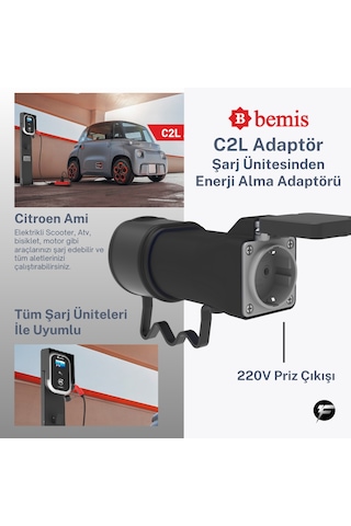 Bemis C2l Charger To Load Elektrikli Araç Şarj Uyumlu Kablosuz Adaptör 3.7 Kw