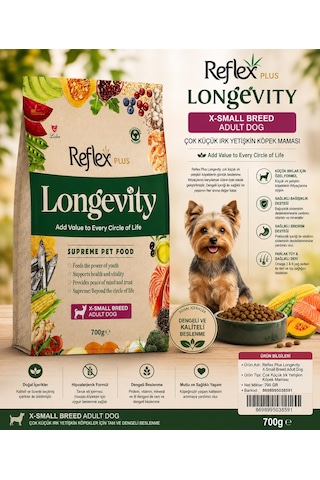 Reflex Plus Longevity Hipoalerjenik Çok Küçük Irk Yetişkin Köpek Maması 700gr