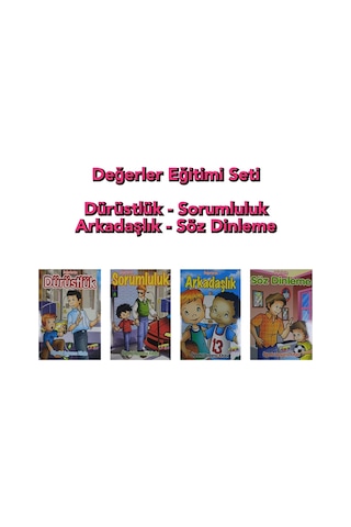 Değerler Eğitimi Öğretici Boyama Etkinlik Kitap Seti - 4 Kitap 3-6 Yaş