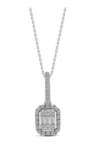 Modern Tasarım 0.25 Ct Baget Kare Tektaş Kolye