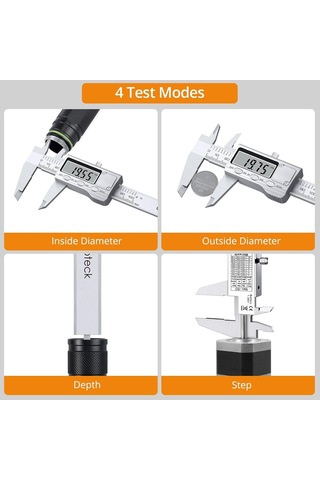 4 İnç/100 Mm Dijital Kumpas, Paslanmaz Çelik Elektronik Kaliperler Ölçüm Aracı İnç/mm Dönüştürme, Büyük Lcd