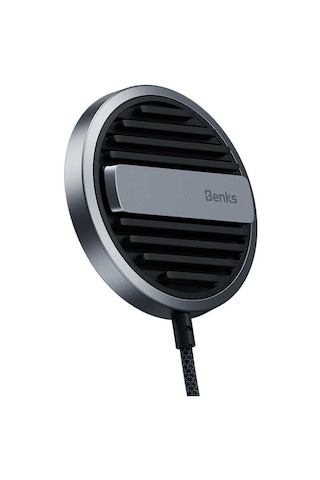 Benks MFM01 MFI Sertifikalı Standlı 15W Hızlı Şarj Özellikli Magsafe PD Wireless Şarj Aleti Benks-25415 Siyah