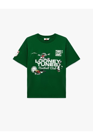Koton Looney Tunes Lisanslı Futbol Temalı Baskılı Bisiklet Yaka Kısa Kollu Tişört Yeşil 6sal10869ık
