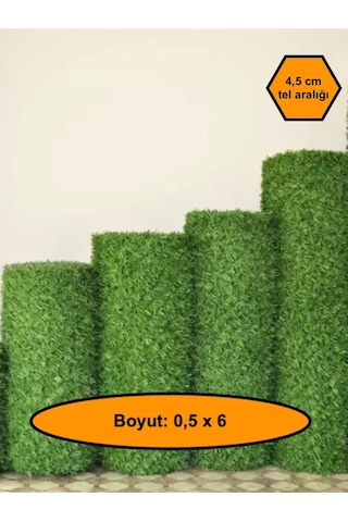 0.5x6 Metre Çim Çit. Bahçe Çiti. Dekoratif Telli Çit. Yapay Çim Çit