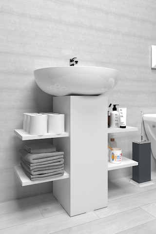 İyimi Modern Raflı Lavabo Altı Banyo Dolabı Banyo Düzenleyici Beyaz
