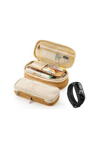 Genişletilebilir Büyük Kapasiteli Kalem Kutusu, Okul Ve Ofis İçin Pratik Kalem Organizer Yeşil