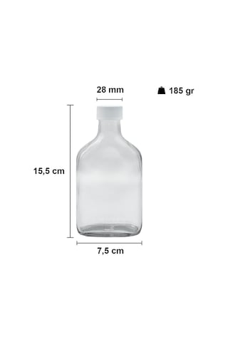Afracam Cold Brew Yassı Şeffaf 200 ML Beyaz Kapaklı Cam Şişe 6 Adet