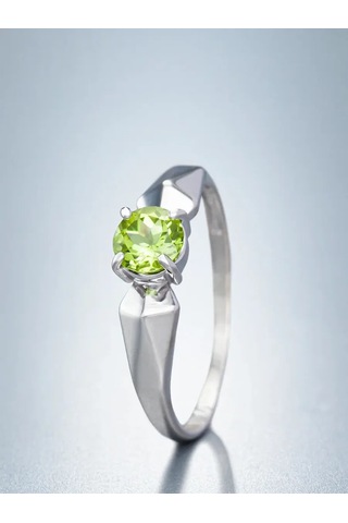 Uvelirnye Tradicii 925 Ayar Gümüş Doğal Krizolit Taşlı Yüzük 411192647 Beyaz